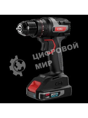 Дрель-шуруповерт Deli DE-CZ20-2D2, 20 В, 2 Ач, 50 Нм, бесщеточный, ударный