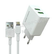 Сетевое зарядное устройство MORE CHOICE (4610196409028) NC11i СЗУ 2USB 2.4A для Lightning 8-pin белый