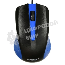 Мышь проводная Acer OMW011 черный/синий, 1200 dpi, USB, кнопки - 3