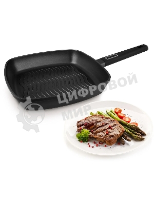Сковорода-гриль Rondell Craft RDA-1485, 28 см, 28x28, антипригарное покрытие, черный