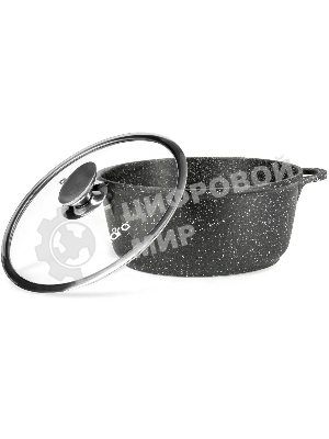 Кастрюля Lara LR02-207 Rio 30 см, 7.3 л, мрамор, капсулированное индукционное дно, крышка