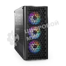 Компьютерный корпус Miditower ExeGate EVO-9202-NPX600 (ATX, БП 600NPX с вент. 12 см, с окном, 1*USB+1*USB 3.0, аудио, 3 вент. 12см с RGb подсветкой)
