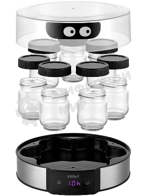 Йогуртница Kitfort КТ-6295 20Вт 7б. 190мл упр.:электрон. серебристый/черный
