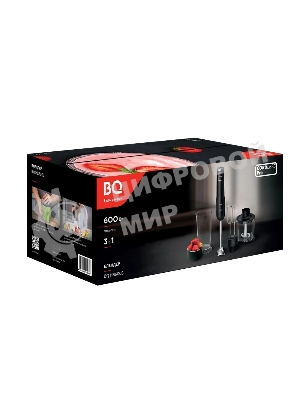 Беспроводной блендер BQ HB600S Black. 600 Вт, 3 в 1 блендер + миксер+ измельчитель