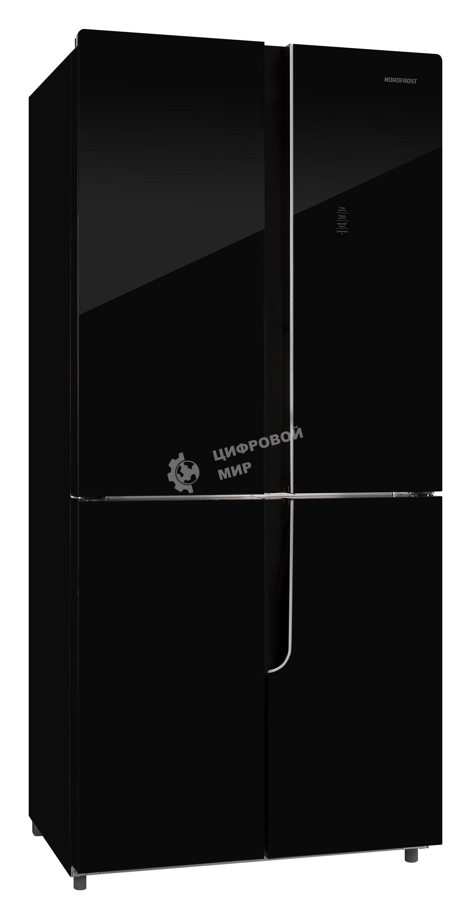 Холодильник Nordfrost RFQ 510 NFGB черный трехкамерный инвертер 286/141 л морозилка снизу, No Frost, Side by Side