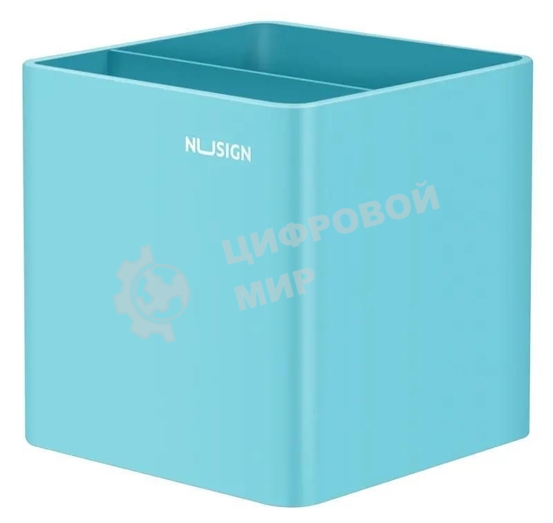 Подставка Deli ENS011blue Nusign 2 отделения для письменных принадлежностей, 84х84х86мм, синий, пластик