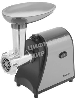 Мясорубка электрическая Vitek VT-3636 серебристый, 1700 Вт, 1.7 кг/мин, реверс, насадки - 4