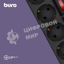 Сетевой фильтр Buro 500SH-1.8-SW-B 1.8 м, 5 розеток, черный, коробка