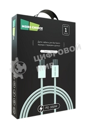 Кабель MORE CHOICE (4620202550385) K77a нейлон USB 3.0A PD 100W для Type-C Type-C 1 м белый