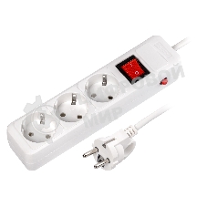 Сетевой фильтр 16А, 3500 Вт, 3 гнезда, без з/ш, с з/к, ПВС 3x1.0, 1,8 м, белый (SBSP-3-18-W)