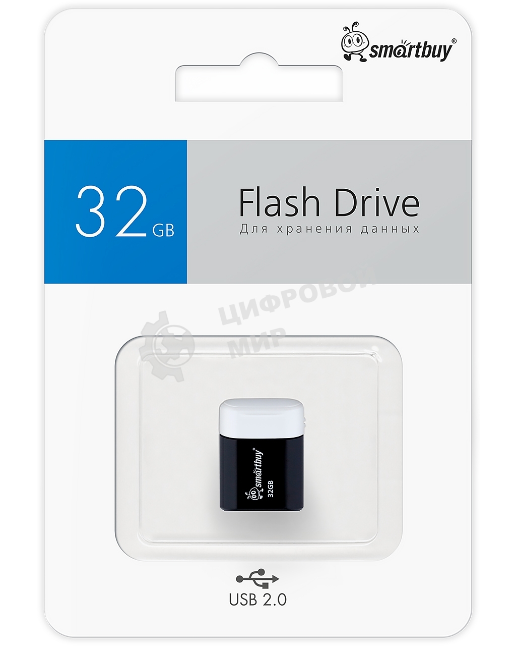 Флешка USB Smartbuy LARA Black (SB32GbLARA-K), 32Gb, USB 2.0, R/W 15/5, черный/белый