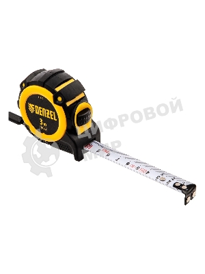 Рулетка Denzel 3м х 16мм, автоматич. фиксац., нейлон. покрытие, магнит. зацеп, двухстор. разметка