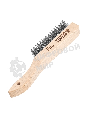 Щетка зачистная Denzel 5-и рядная, прямая проволока из нержавеющей стали с деревянной ручкой, EFP