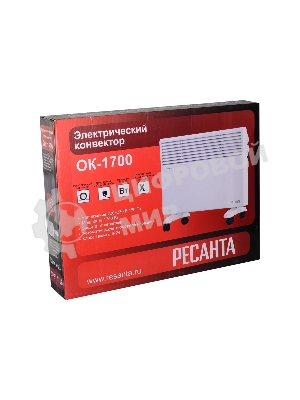 Конвектор электрический Ресанта ОК-1700 белый, 1700 Вт, 17 м2, термостат