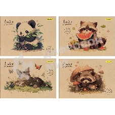 Альбом для рисования Silwerhof 12л. A4 Акварель на крафте 4 дизайна, картон скрепка