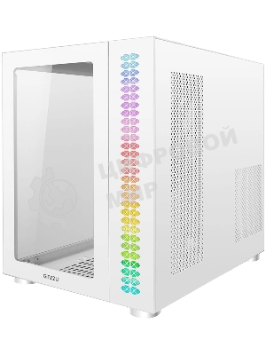 Компьютерный корпус Ginzzu V560 RGb подсветка, закаленное стекло 1хUSB 3.0,1хUSB 2.0, AU белый ATX