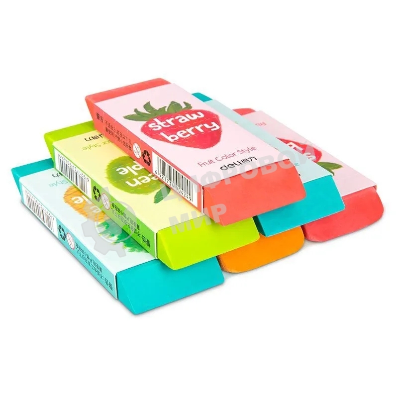 Ластик Deli 71050 108х40х12мм, ассорти, индивидуальная картонная упаковка