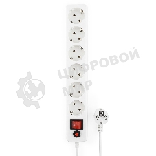 Сетевой фильтр Гарнизон ECL-6-W-5, 6 р, 10А, 5 м, ур.защиты 4, белый, пакет