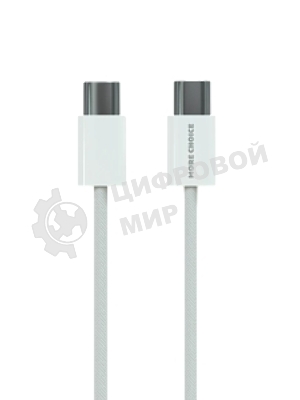 Кабель MORE CHOICE (4620202550385) K77a нейлон USB 3.0A PD 100W для Type-C Type-C 1 м белый