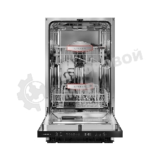 Встраиваемая посудомоечная машина Kuppersberg GHS 4520, High-Tech, 45 см, 10 комплектов, 6 программ, 3 корзины, конденсационная сушка, полная защита от протечек, индикатор отсутствия соли и ополаскивателя, отображение времени мытья, сенсорное управление, самодиагностика неисправностей, защита от детей, уровень шума 49 дб, энергоэффективность А