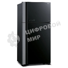 Холодильник Hitachi R-VG660PUC7-1 GBK черный стекло двухкамерный 405/145л морозилка сверху No Frost