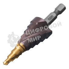 Сверло ступенчатое Denzel 4-6-8-10-12-14-16-18-20 мм, Р6М5К5, 6-гр. хвостовик 723613