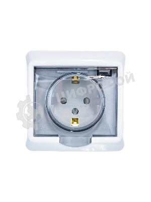 Розетка 1-м СП Этюд защ. шторки с заземл. IP44 белый SchE PC16-044B