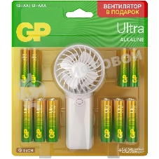 Батарея GP Ultra 15AU/24AU/FANWETA21-2CRSBC24 AA/AAA (промо:Вентилятор в подарок) (24шт) блистер
