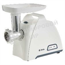 Мясорубка электрическая DELTA DL-6104M белый, 2000 Вт, 1.8 кг/мин, реверс, защита от перегрузки, насадки - 5