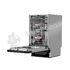 Встраиваемая посудомоечная машина Kuppersberg GHS 4520, High-Tech, 45 см, 10 комплектов, 6 программ, 3 корзины, конденсационная сушка, полная защита от протечек, индикатор отсутствия соли и ополаскивателя, отображение времени мытья, сенсорное управление, самодиагностика неисправностей, защита от детей, уровень шума 49 дб, энергоэффективность А