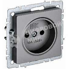 Розетка 1-местная IEK BRITE РС10-1-0-БрС без заземления, без защитных шторок, 10А, сталь