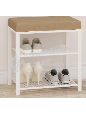 Банкетка ЗМИ Торонто 13S (TORONTO 13S banquet&shoes) цвет каркаса белый, цвет сиденья бежевый БТ13СББ