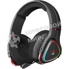 Гарнитура Bloody MR720 чёрный, беспроводная + проводная, радиоканал/Bluetooth/mini jack 3.5 мм, до 44 ч, подсветка