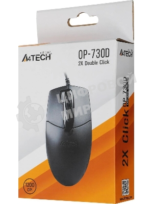 Мышь проводная A4Tech OP-730D черный, 1200 dpi, USB, кнопки - 4