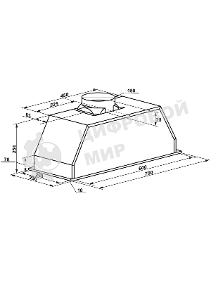 Вытяжка встраиваемая Maunfeld Crosby Light 70 нержавеющая сталь, 70 см, 800 куб. м/ч, 49 дБ