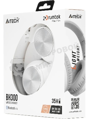 Гарнитура A4Tech 2Drumtek BH300 серебристый, беспроводная + проводная, Bluetooth, до 35 ч