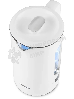Чайник электрический Hyundai HYK-G5510 1.5 л, 2200 Вт, белый/прозрачный корпус: стекло