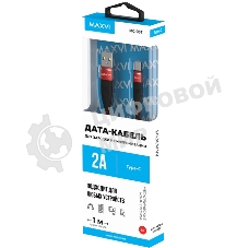 Кабель Maxvi MC-05T red USB-A - Type-C, 2A ток макс. нагрузки 2А, макс. напряжение 5V; стандарт USB 2.0; длина 1м, оплетка TPU, металлические корпуса разъемов, цвет красный