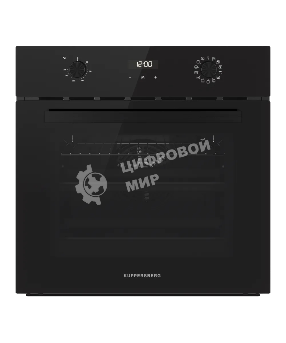 Духовой шкаф Kuppersberg HF 678 B, High-Tech, 70 л, дисплей, поворотное/сенсорное управление, таймер, макс. температура 300 градусов, телескопические направляющие (на 1 уровень), черный