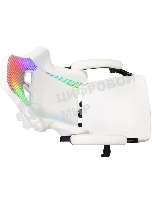 Кресло игровое Knight Wolf RGb белый эко.кожа/сетка, крестов. пластик
