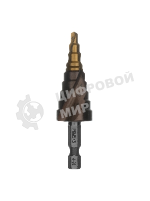 Сверло ступенчатое Denzel 4-6-8-10-12-14-16-18-20 мм, Р6М5К5, 6-гр. хвостовик 723613