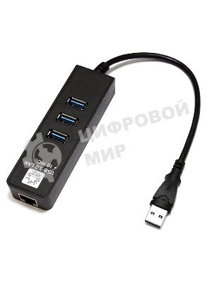 Адаптеры USB Ethernet 5bites Сетевой адаптер 5bites UA3-45-04BK 3хUSB3.0/RJ45 10/100/1000 Мбит/с