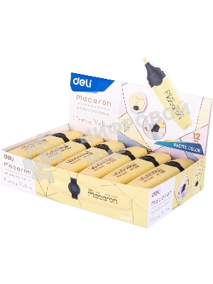 Текстовыделитель Deli EU356-YL Macaron, скошенный пишущий наконечник, 1-5мм, желтый пастельный