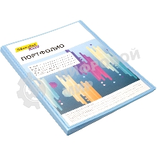 Папка-портфолио с 40 прозрачными вкладками Silwerhof Create SCR-P40AZURE A4, пластик, 0.7мм, карман на лицевой стороне, голубой