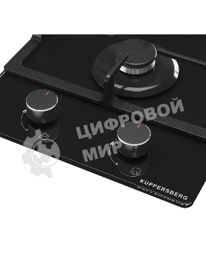Варочная поверхность Kuppersberg FG 30 B, газ, High-Tech, 30 см, автоматический электроподжиг, газ-контроль, SABAF конфорки, чугунные решетки, цвет черное стекло, цвет фурнитуры черный