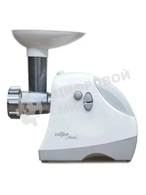 Мясорубка электрическая Ротор Люкс ЭМШ 35/300-3 белый, 1500 Вт, 0.6 кг/мин, реверс, насадки - 4