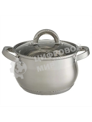 Набор посуды WEBBER BE-616/6 из нерж.стали 6 пр. 2,1 л, 2,9 л, 3,9 л со стеклянными крышками В наборе 6 предметов: кастрюля со стеклянной крышкой 16х10,5 см; 2,1 л кастрюля со стеклянной крышкой 18х11,5 см; 2,9 л кастрюля со стеклянной крышкой 20х12,5см; 3,9л Толщина стали 0,5 мм