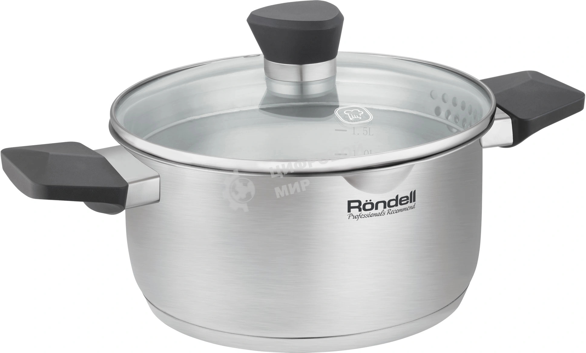Кастрюля Rondell Strike Grey Ultra RDS-1948 2.8 л. d=20 см (с крышкой) сталь