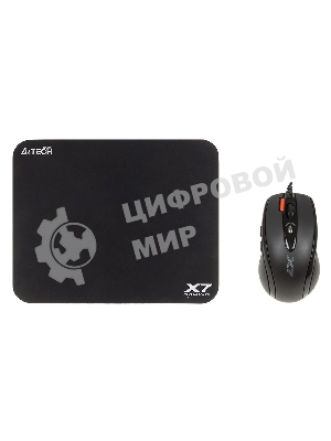 Мышь проводная + коврик A4Tech X-7120 черный, 2000 dpi, USB, кнопки - 7