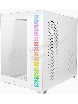 Компьютерный корпус Ginzzu V580 RGb подсветка, закаленное стекло 1хUSB 3.0,1хUSB 2.0, AU белый ATX